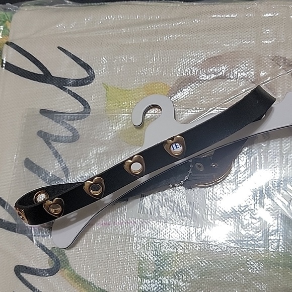 Nwt Urban Outfitters Faux Leather Choker w/ Gold Tone Heart Grommets Buckle Belt - Picture 4 of 5